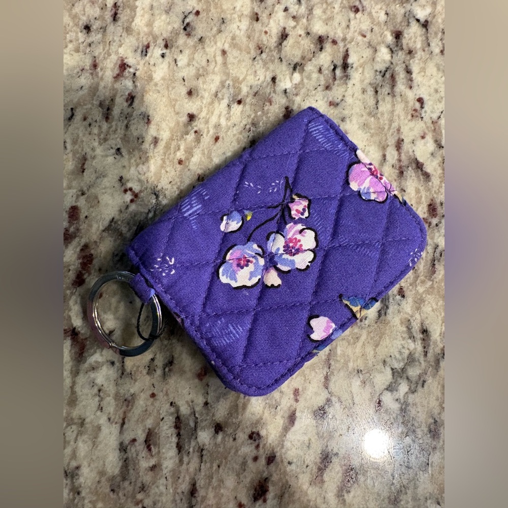 Vera Bradley Purple Floral Quilted Key Card Holder